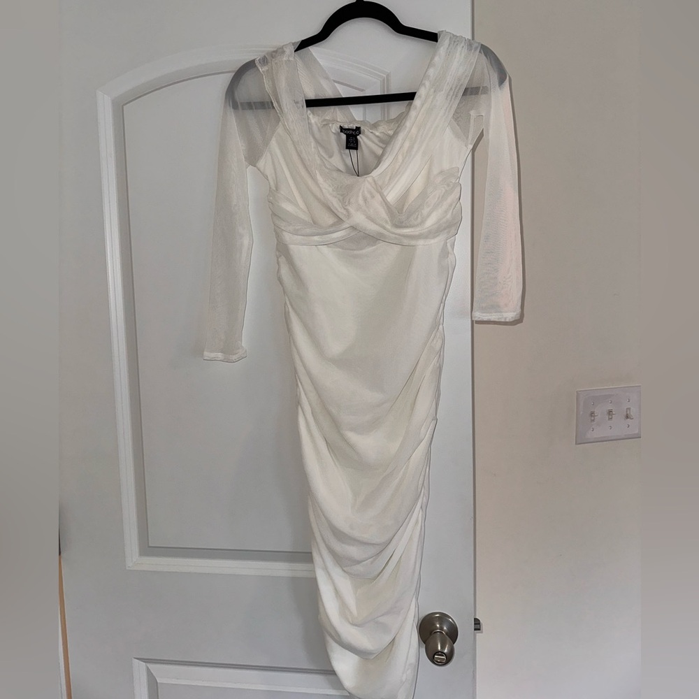 Boohoo Maternity White Mesh Dress